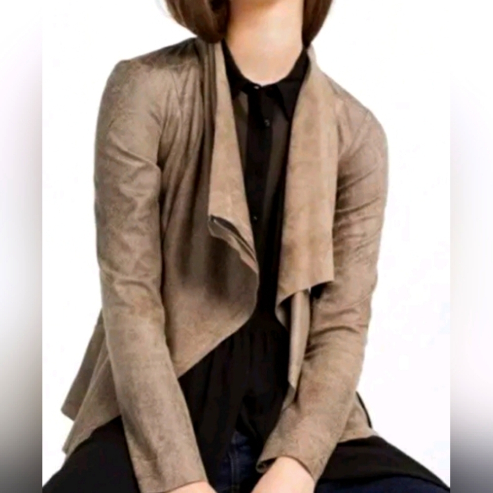 Zara All Saints Style Soft faux suede jacket Taupe Color Medium